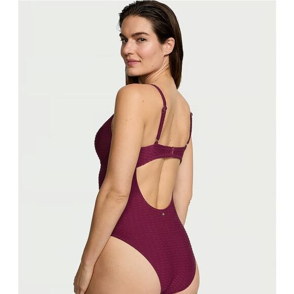 Victoria’s Secret Twist Push-Up One-Piece Swimsuit L Maroon – NWT - Picture 2 of 15